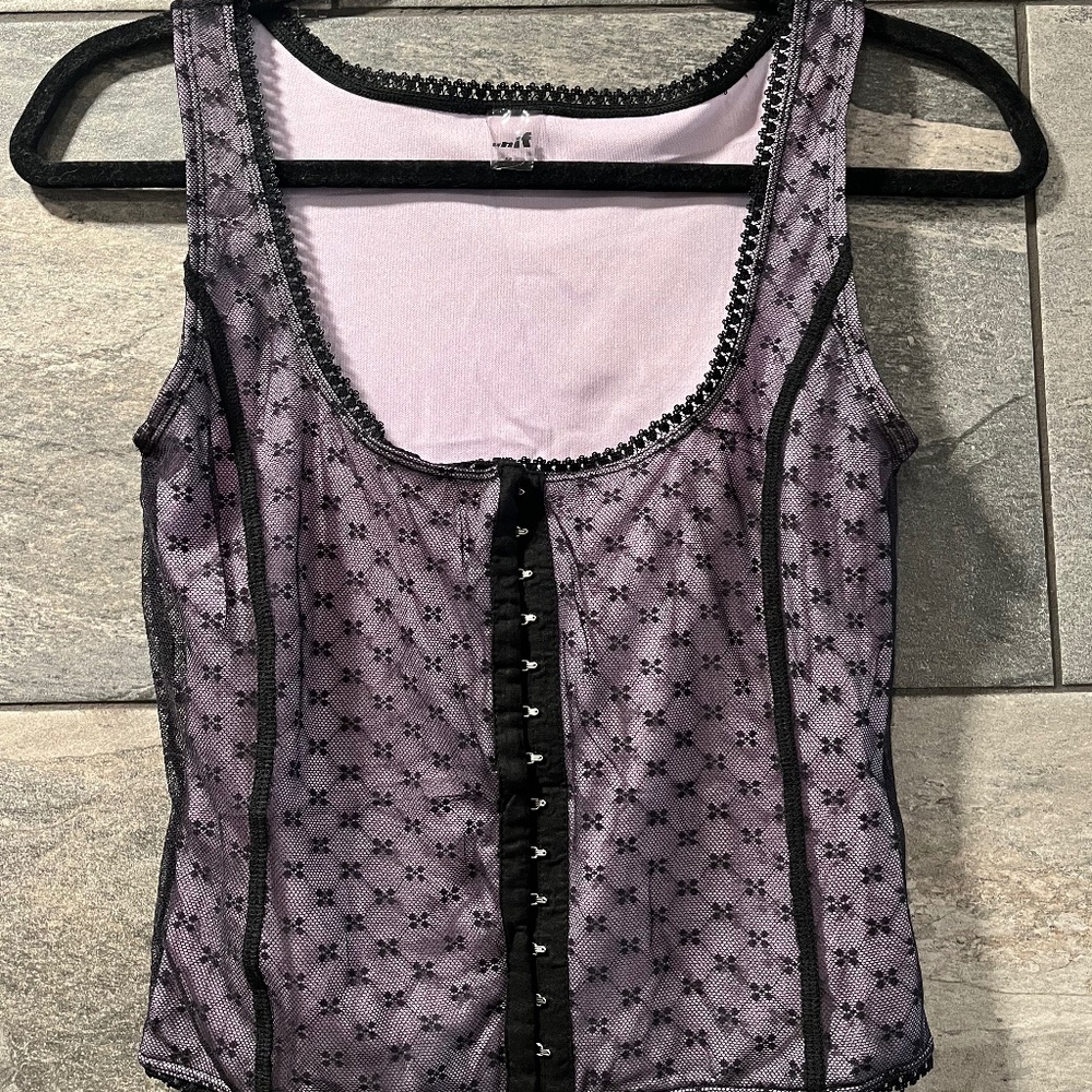 UNIF Pink/Black Corset Dew Top